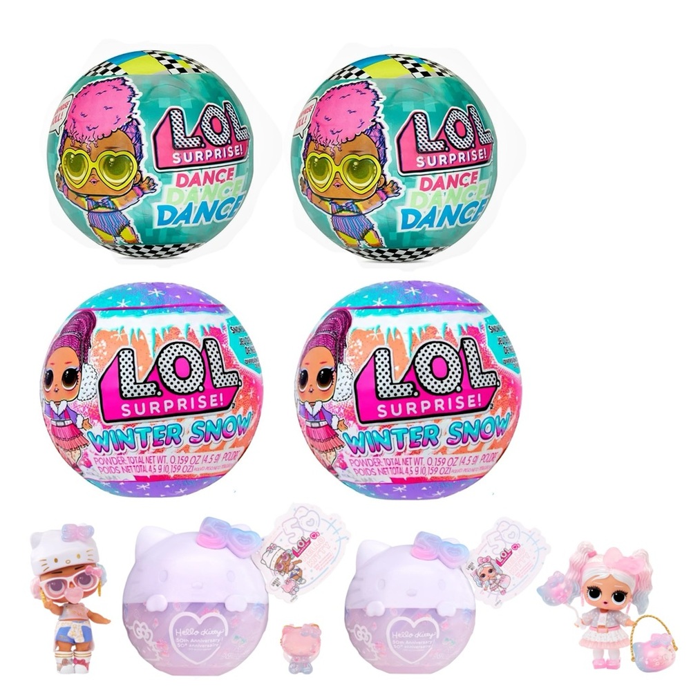 lot: 6 LOL Surprise! balls - hello kitty, winter snow (2024) & dance dance dance